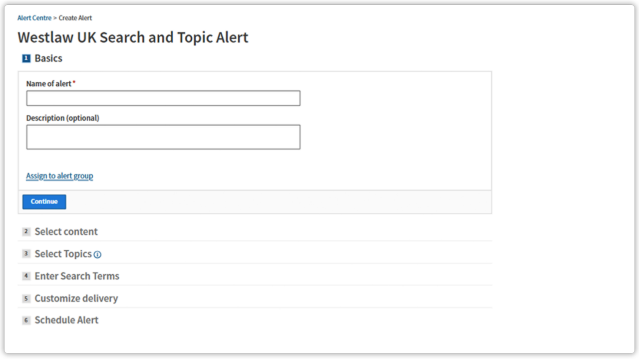 Screenshot of Westlaw Edge UK's Legislation Alerts